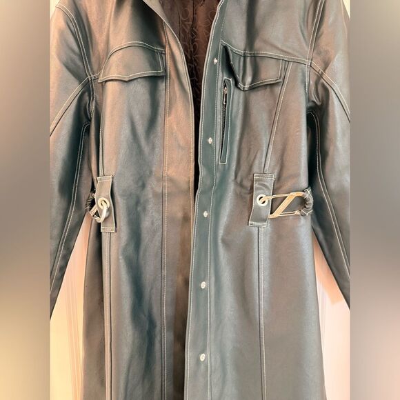 Stine Goya DROPPED SHOULDER HIGH COLLAR COAT - DARK GREEN, size XS - Picture 10 of 16